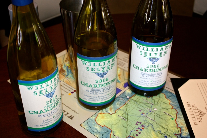 We tasted 3 Williams Selyem Chardonnays, including a very cool 